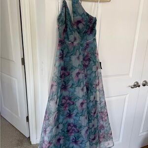 Floral Blue and Purple Women's Dress
